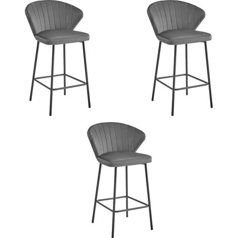 Taburete Valora GATTA, terciopelo gris oscuro, patas negras (x3) (1/5)