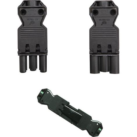 Ledkia – Connecteur GST18 3 pôles mâle-femelle noir – Connexion rapide et sécurisée – Corps en PA – Contacts en laiton nickelé (1/2)