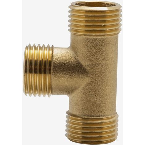 Raccord té laiton mâle - mâle 1-2