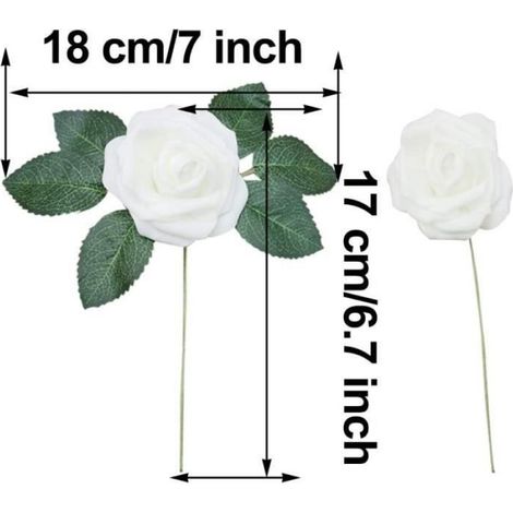 Lot de 50 roses artificielles avec 15 feuilles pour bouquets de bricolage, fête de mariage, fête prénatale, décoration de la maison (1/4)