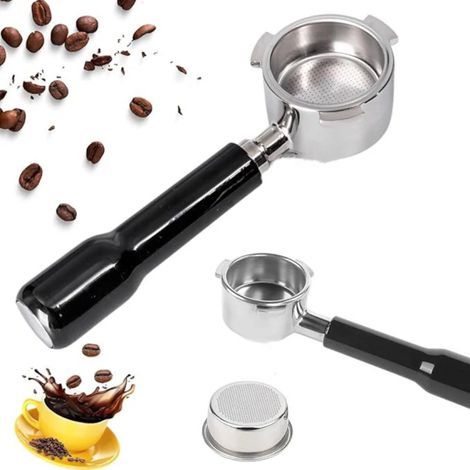 Cafetière à porte-filtre sans fond - 51 De'Longhi, trois poignées, inox, noire (1/5)