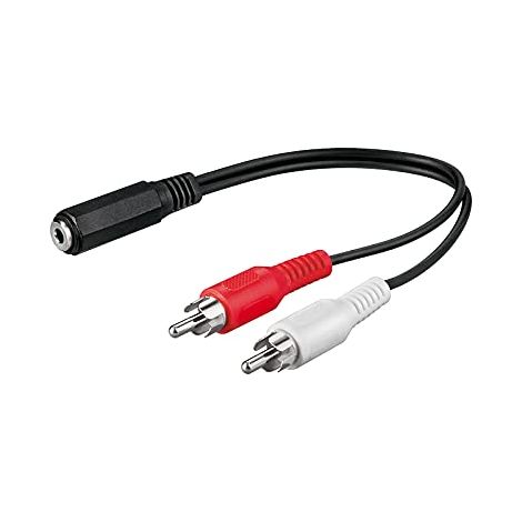 Adattatore cavo audio da jack 3,5 mm a spina RCA, Presa 3,5 mm (3-pin, stereo) 2 spina RCA (audio sinistro/destro). Lunghezza del Cavo 1.4 m (1/4)