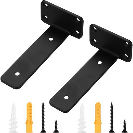 Soportes para estantes flotantes negros de 150 mm - Soportes de pared invisibles para estantes (1/5)