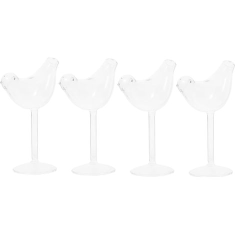 4 Verre à vin,Oiseau,Design unique,Verre transparent,Bar,Mariage (1/5)