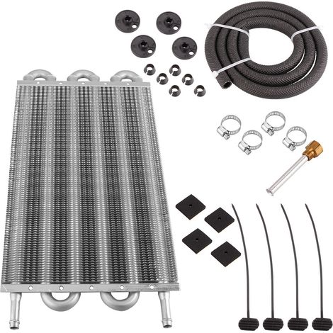 Universal car modification parts: air conditioning pipes with condenser, transmission radiator, 4-row, 6-row, 8-row oil cooler - 6-row - silver (1/4)