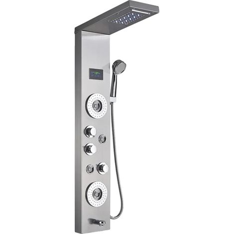 Panneau de Douche LED, Nickel Brossé, Affichage de la Température de l'Eau, Nickel brossé 8006 (1/2)