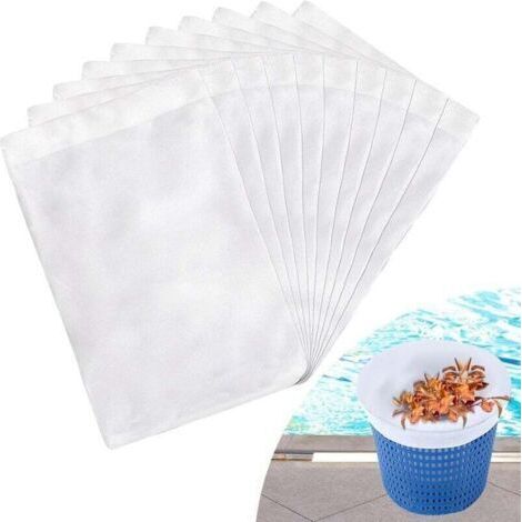 Chaussette Skimmer Piscine 50 Pièce (Convient aux Filtres de 7 à 19 cm), Chaussette Skimmer Lavable & Réutilisable pour Panier Skimmer, Prefiltre Skimmer Piscine Nylon Élastique (1/4)