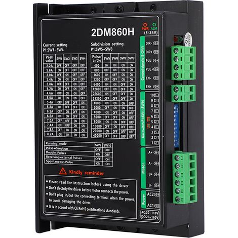 Zweiphasiger digitaler Schrittmotorcontroller, 16 Unterteilungen, 16 Ströme, AC 20–110 V / DC 20–160 V (1/5)