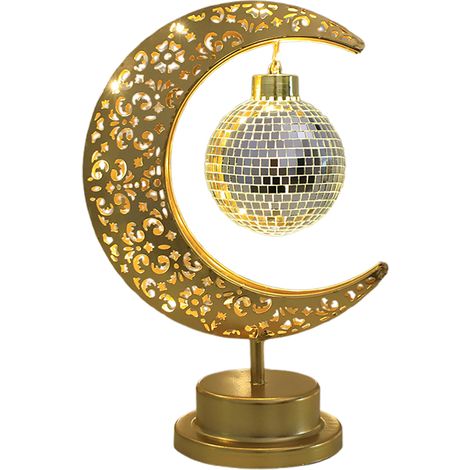 Mond-Disco-Tischlampe mit Mond und Sternen, LED-Nachtlicht für Schlafzimmer, Heimdekoration, Festival-Dekoration (1/2)