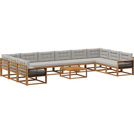 Outdoor Sofa Set with Cushion 11 pcs Natural and Light Grey vidaXL (1/5)