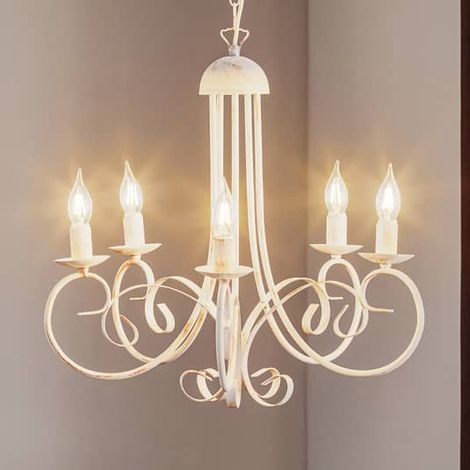 [GEBRAUCHT] B-Ware Euluna Kronleuchter Pompei Deckenlampe Deckenlicht Lampe Ohne Schirme Weiß Antik