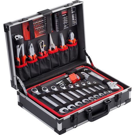 Meister Werkzeugkoffer 161-teilig - Stabiler Alu-Koffer -Set - Für Haushalt, Garage & Werkstatt/Profi befüllt/Werkzeugkiste/Werkzeugbox komplett mit Werkzeug / 8971810 (1/3)