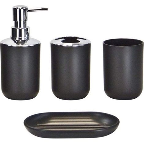ZOLGINAH Salle de Bain Accessoires Set 4 Pièce Bain Ensemble Inclus Porte Brosse à Dent, Dent Tasse, Liquide Bouteille, Savon Plat, pour Décorative Comptoir Et Pendaison de Crémaillère Cadeau (1/5)