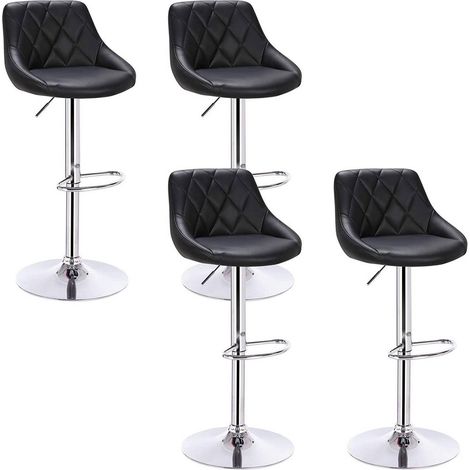 WOLTU 4er Set Barhocker Bistrohocker Tresenhocker Barstuhl aus Kunstleder Höhenverstellbar schwarz (1/5)