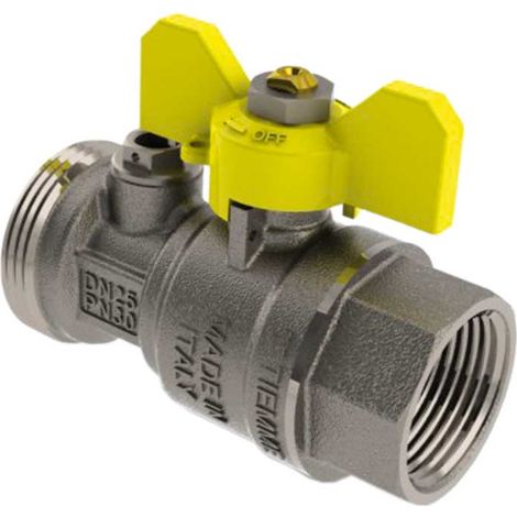 "VALVOLA A SFERA DIRITTA POST-CONTATORE CON PRESA PRESSIONE TIEMME 1""""1/4M x 3/4""""F"