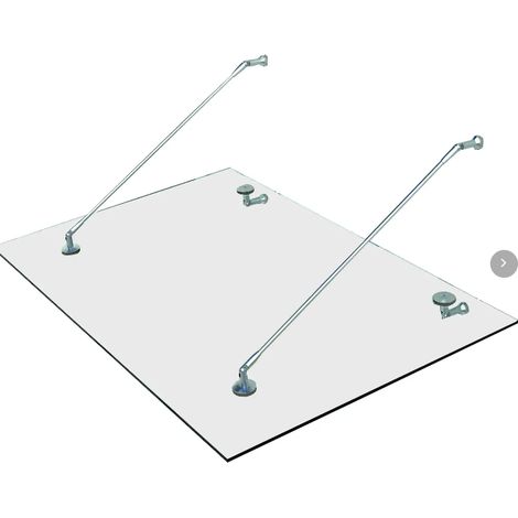Alero de vidrio para puerta 150 x 90 cm, vidrio templado transparente y acero inoxidable 304 HOMVRA (1/5)
