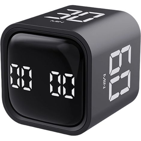 Minuteur de bureau numérique Pomodoro Cube, minuteur de productivité rechargeable avec compte à rebours personnalisable (5/10/30/60 minutes), vibration et alarme sonore réglables. (1/5)