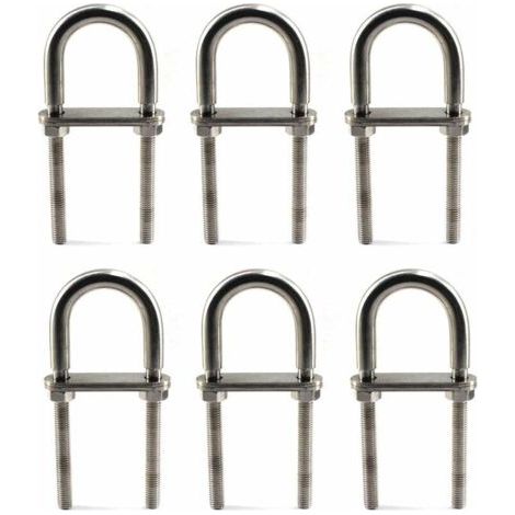Boulon en U M6 x 90 mm en acier inoxydable 304 – Lot de 6 pièces – Résistant à la corrosion pour environnements humides - M6X90 (1/5)