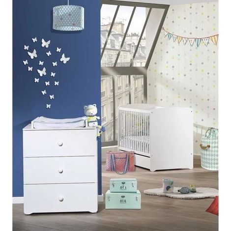 Baby Price duo Basic Boule Kinderbett und Wickelkommode Weiß