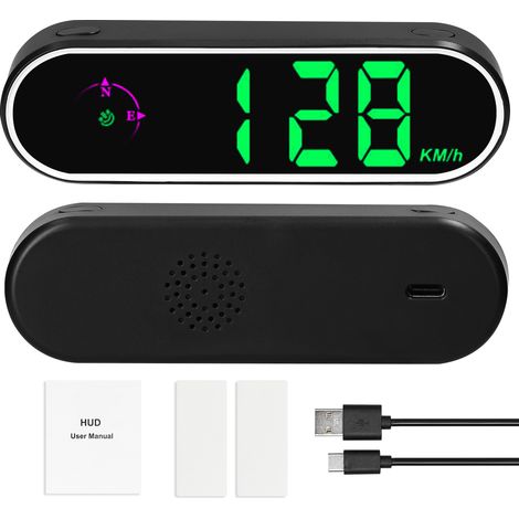 Compteur de Vitesse,Affichage tête Haute de Voiture numérique GPS avec Affichage LED coloré Horloge et Fonction Boussole Alarme de survitesse pour Voiture Camion SUV RV (1/5)