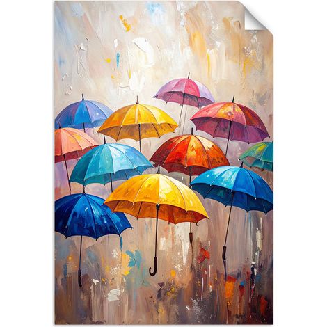 Selbstklebendes Poster – Wandsticker Bunte Regenschirme Abstrakt 20x30 cm (1/3)