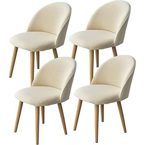 Housse De Chaises Salle À Manger Scandinave 4 pièces Extensible Arc De Coquille Jacquard Spande Beige (1/5)