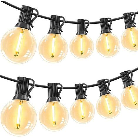 Guirlande lumineuse extérieure 220V 12+1 ampoules G40 incassables étanches blanc chaud 18FT pour jardin balcon maison mariage fête (1/5)