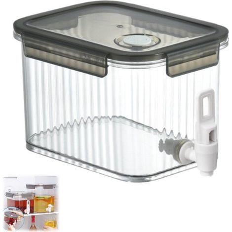 Distributeur de boissons avec robinet - Carafe à eau froide 2,5 L - 17,6 x 12,5 x 13 cm - Gris - Pour jus, thé aux fruits et boissons froides - Ustensile de cuisine (1/5)
