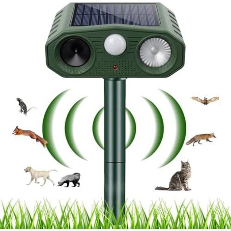 Répulsif Chat Ultrason, Repulsif Solaire & Animaux, Exterieur avec Lumière LED et Détecteur de Mouvement pour Anti Chats Chiens Souris Ratons Oiseaux Rats Animaux Jardin - (1/5)