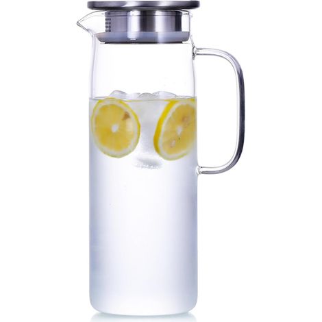 Carafe en Verre Élégante avec Couvercle Inox 2L
