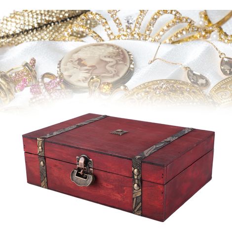 Boîte à bijoux vintage avec serrure - Storage en bois composite - Décoration pour dressing - 23 x 16 x 7.7cm - Inclus clé et serrure (1/5)