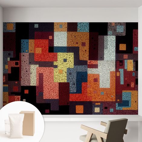 Papier peint intissé décoratif avec colle pour salon chambre et bureau Installation rapide Formes colorées 152x104 cm (1/5)