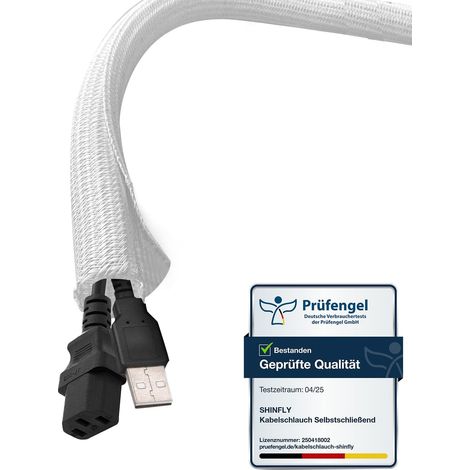 1 Gaine Cable Informatique, 10m, 6mm, Auto-Fermeture, Blanc, Pour Maison Et Voiture