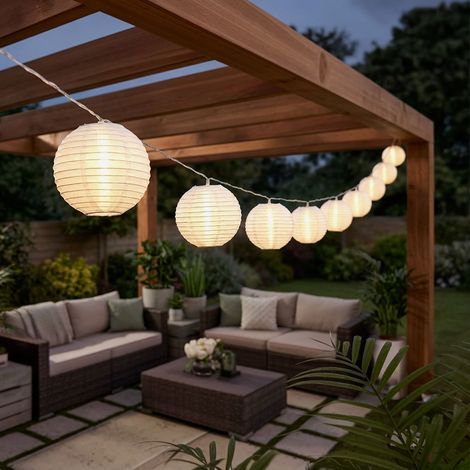 Lanternes solaires d'extérieur avec piquet de terre, décoration de jardin solaire, batterie, 10x LED, LxP 300x7,5 cm