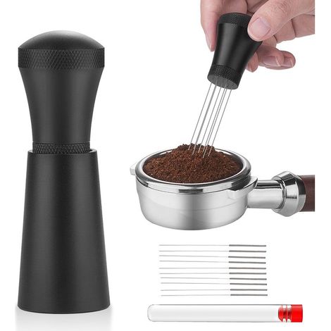 Outil de distribution d'expresso aiguilles, Distributeur d'aiguilles à Café, agitateur de poudre d'expresso, Espresso Distribution Tools, Espresso Coffee Stirrer, Distributeur d'aiguilles, Noir (1/5)
