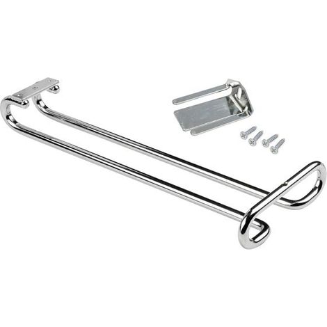 Support porte-verres à pied suspendu sous armoire/étagère, 28cm long en acier chromé 1 Chromé (1/5)