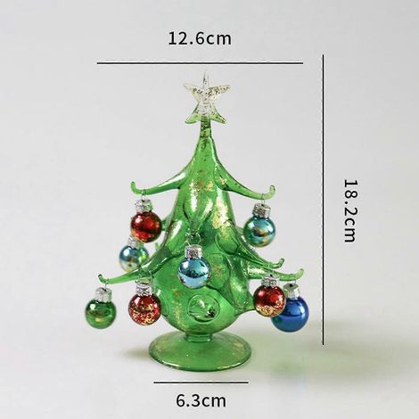 Figuras de árbol de Navidad de cristal, adornos de bolas, árbol de Navidad en miniatura para mesa, decoración de escritorio, escultura artesanal, recuerdo. (1/5)
