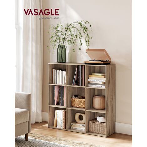 Étagère de Rangement, Meuble Bibliothèque avec 9 Cubes, pour Bureau, Salon, Salle à Manger, 97,7 x 30 x 98 cm, Beige (1/5)