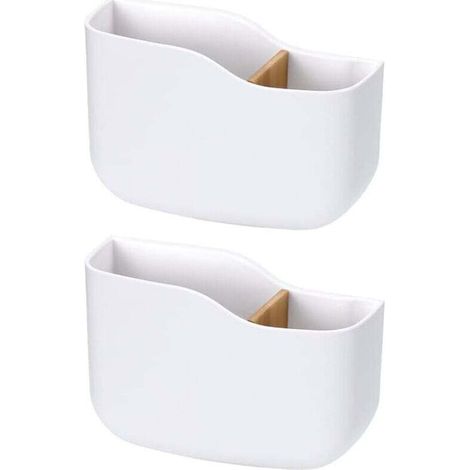 2 Pièces Boîte d'Organisateur Mural, Supports de Télécommande, Boîtes de Rangement Murales, Support Télécommande Mural, pour Lecteurs Multimédias, Contrôleurs, Téléphones Portables (Blanc) (1/4)