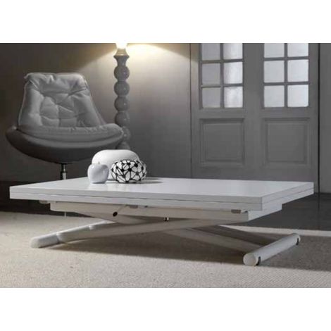 Table basse relevable bois blanc mat Soft 110x70/140 cm-Couleur des pieds Blanc (1/5)