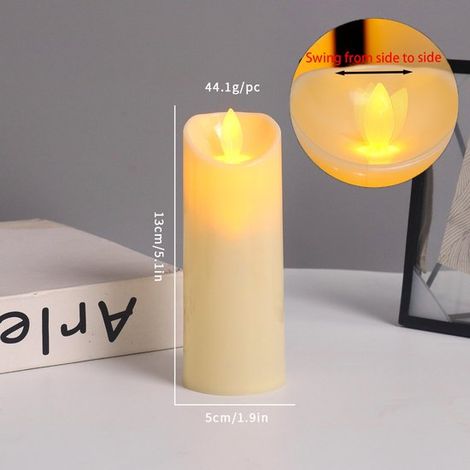 Bougie d'extérieur étanche avec lumière LED, sans fil et sûre, 5 x 13 cm, bougie LED clignotante, minuterie et fonctionne sur piles, plastique (1/4)