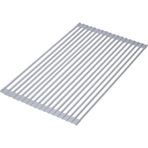 emuca escurreplatos flexible y enrollable de silicona, acero y plástico, gris