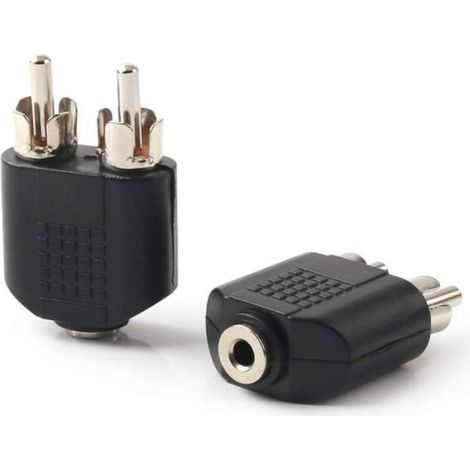 Adaptateur Audio 3,5 Mm Femelle Vers 2 Rca Mâles - Conversion Stéréo - Pour Systèmes Audio Vidéo - Lot De 2 (1/4)