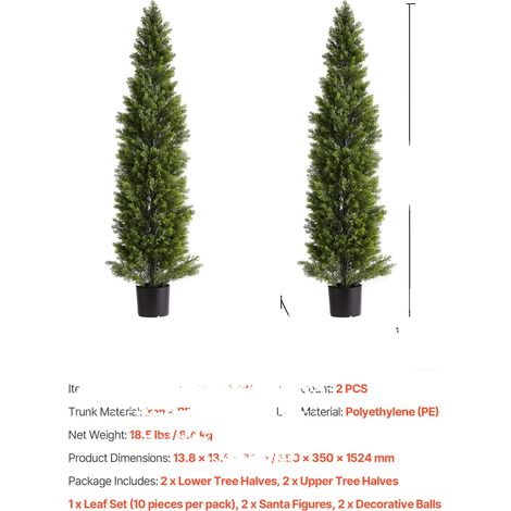 Alberi ornamentali, aspetto realistico, resistenti alle intemperie, 60 pollici (1/2)