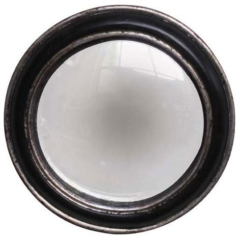 Miroir Convexe Mural Rond Patiné Argent - Diamètre 19cm (1/2)