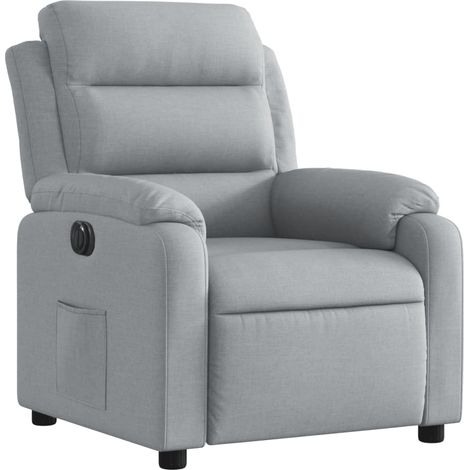 Poltrona relax porta TV con comodissima funzione reclinabile elettrica in tessuto grigio chiaro DEC028310