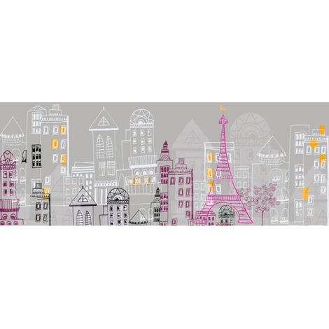 Sticker tête de lit 160x59cm motif escapade parisienne