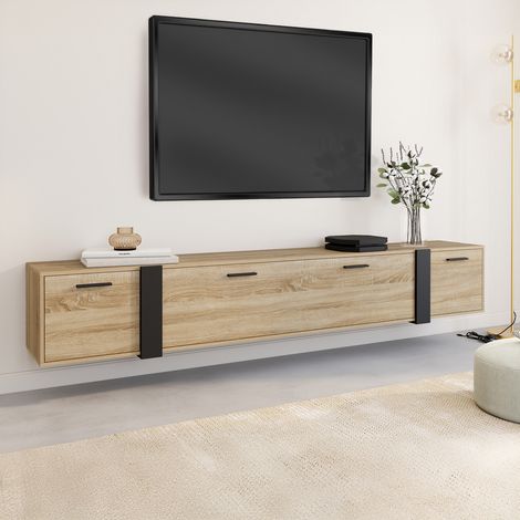 Mueble de TV mural PHOENIX de 180 cm y 3 puertas de diseño industrial