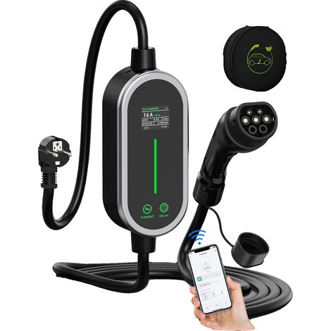 Chargeur EV Portable, Contrôle Intelligent, Courant Ajustable, Bleu (1/2)