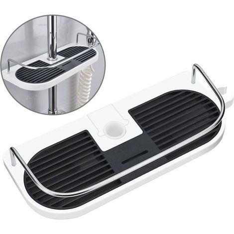 Sans Perçage Étagère de Douche pour Rail de Douche - Support D'organisateur de Salle de Bains pour le Shampooing, Adapte le Rail de 19mm - 25mm (1/5)